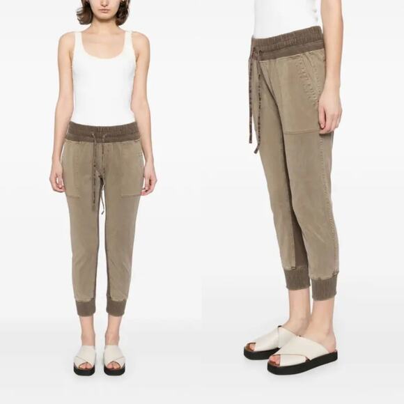 nwot JAMES PERSE Pants Women 1~S Jogger,Olive,Pocket,Mix-Media,Stretchy-Panels, - Picture 1 of 16